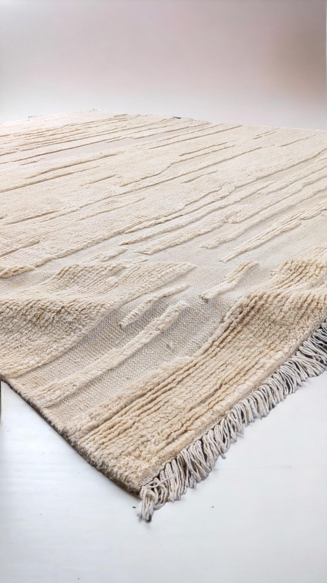 Snugly Textured Berber Wool Rug - Size: 9.11 x 8.4-1