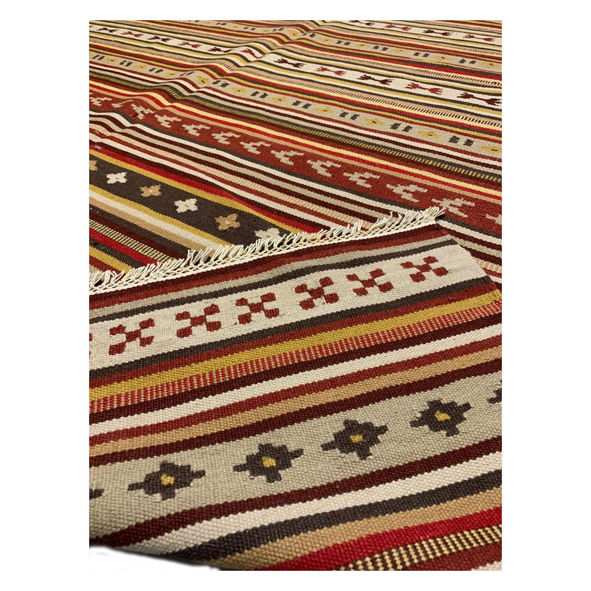 Vintage- Kilim -Handwoven -Red -Area- Rug