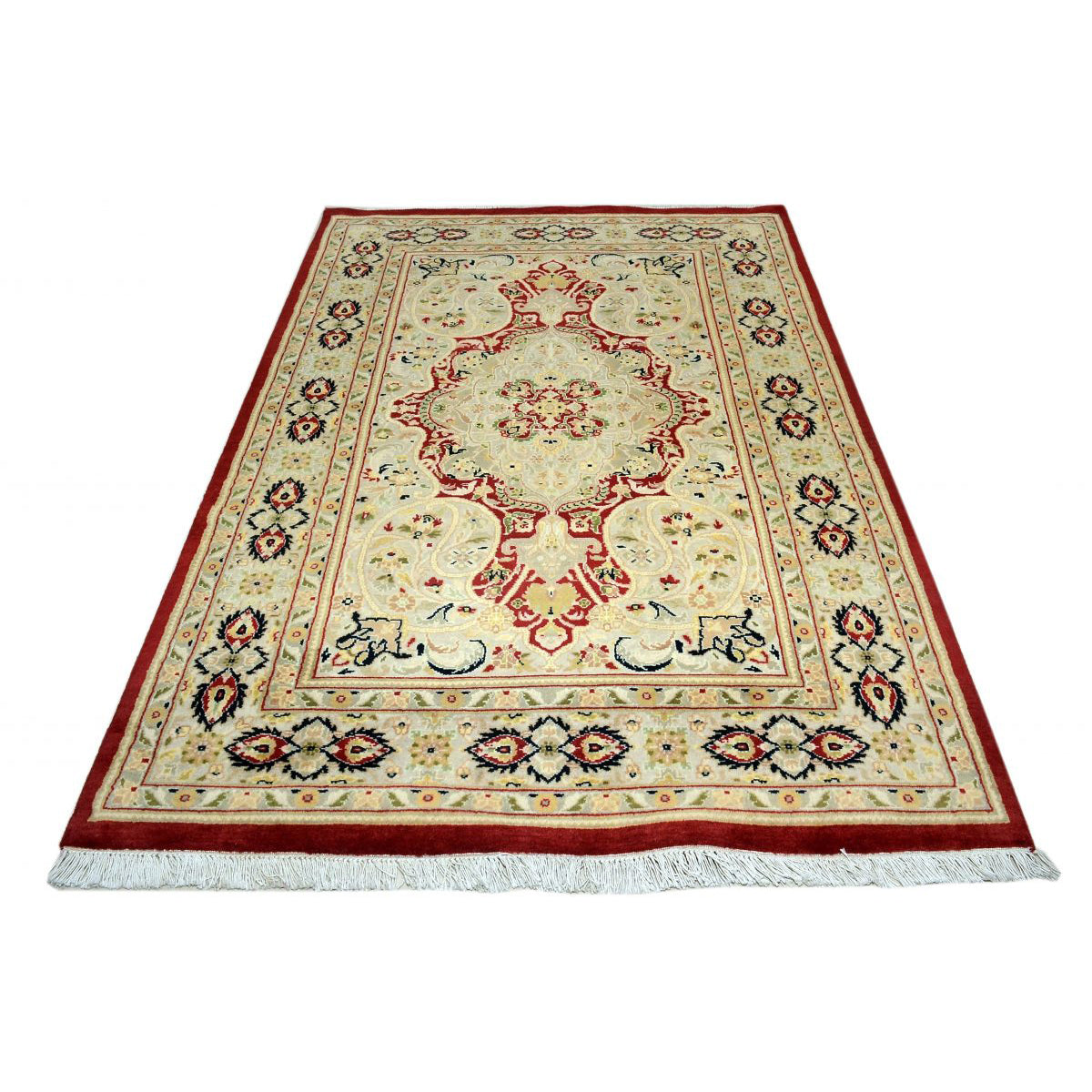 Kashan-Hand-knotted-Double-Colonial-White-Soft-Rug